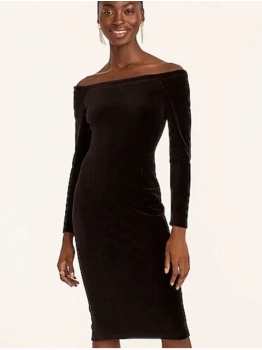 J. Crew X Mario Bellucci Black Italian Velvet Boatneck Dress Size 2